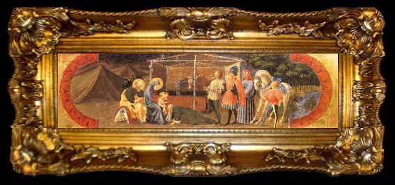 framed  UCCELLO, Paolo Adoration of the Magi (Quarate predella) tw, ta009-2